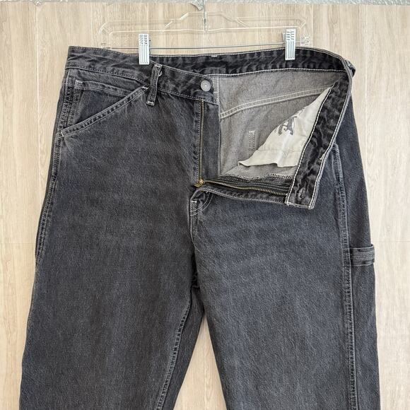 Levis Carpenter Jeans Mens 36x30** Faded Black Loose Baggy Grunge Raw Hem READ - Picture 5 of 16